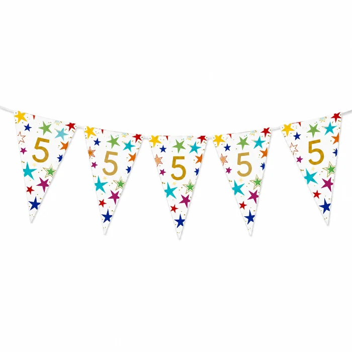 Vlaggenlijn Sterren 5 jaar - 6m (15 vlaggen)