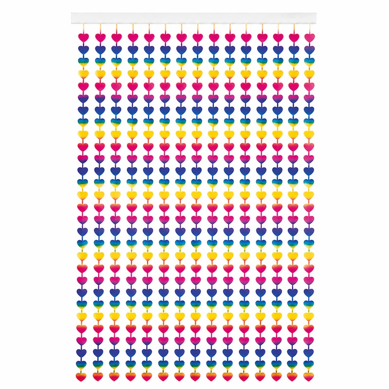 Deurgordijn folie hart regenboog - 1 x 2 m