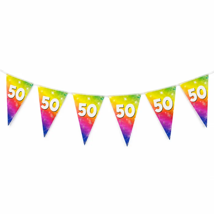 Vlaggenlijn regenboog 50 jaar - 6m (15 vlaggen)