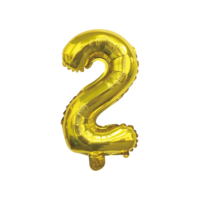 Folieballon cijfer 2 goud 70cm