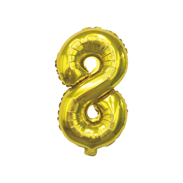 Folieballon cijfer 8 goud - 70 cm