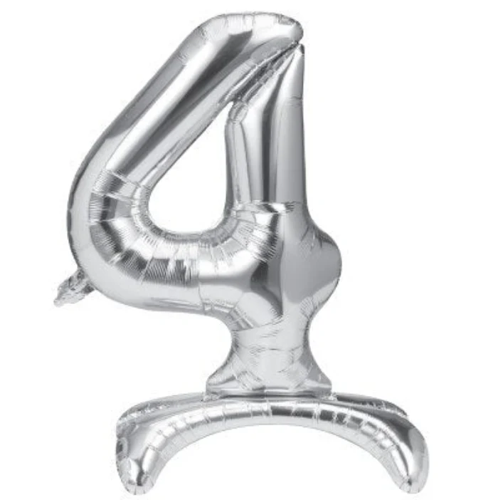 Folieballon staand 4 zilver - 68 cm