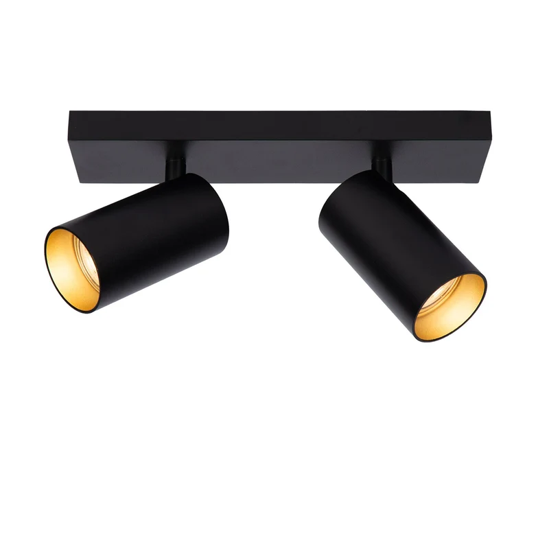 Atmooz plafondlamp Era 2 - zwart - goud binnenin - 28 x 13 x H 12 cm - GU10