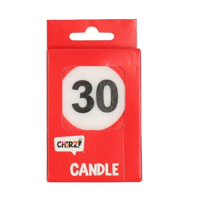 Taartkaarsje 30 rood/wit – 1 stuk