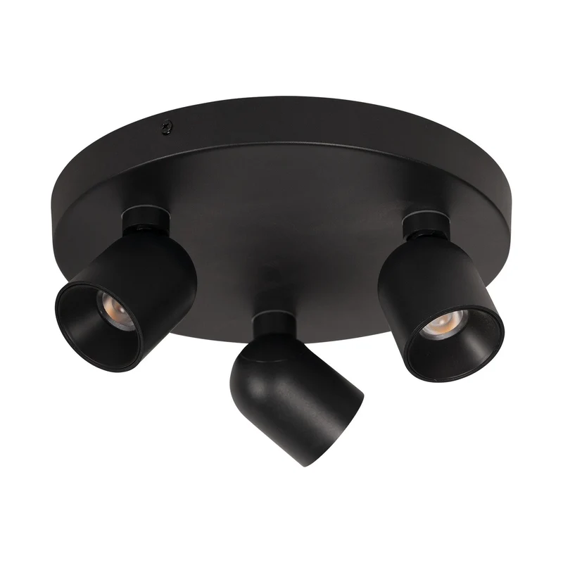 Atmooz plafondspot Nox 3 rond - zwart - Ø 25 x H 2,5 cm - geïntegreerde led