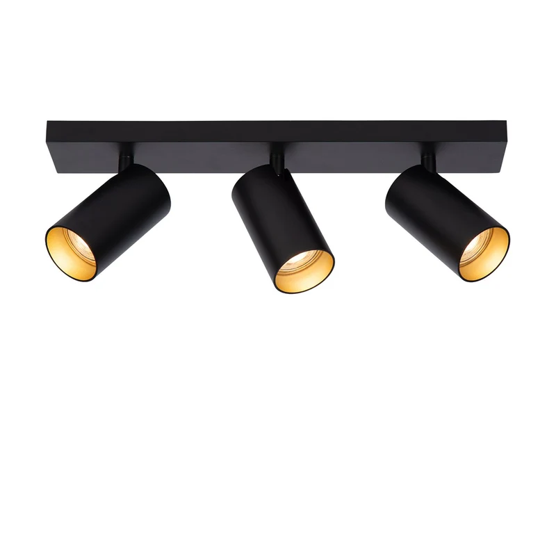 Atmooz plafondlamp Era 3 - zwart - goud binnenin - 42 x 13 x H 12 cm - GU10