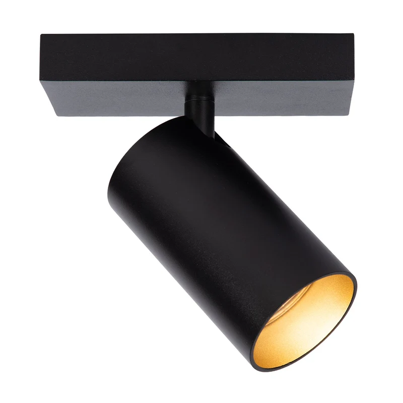 Atmooz plafondlamp Era 1 - zwart - goud binnenin - 15 x 10 x H 12 cm - GU10