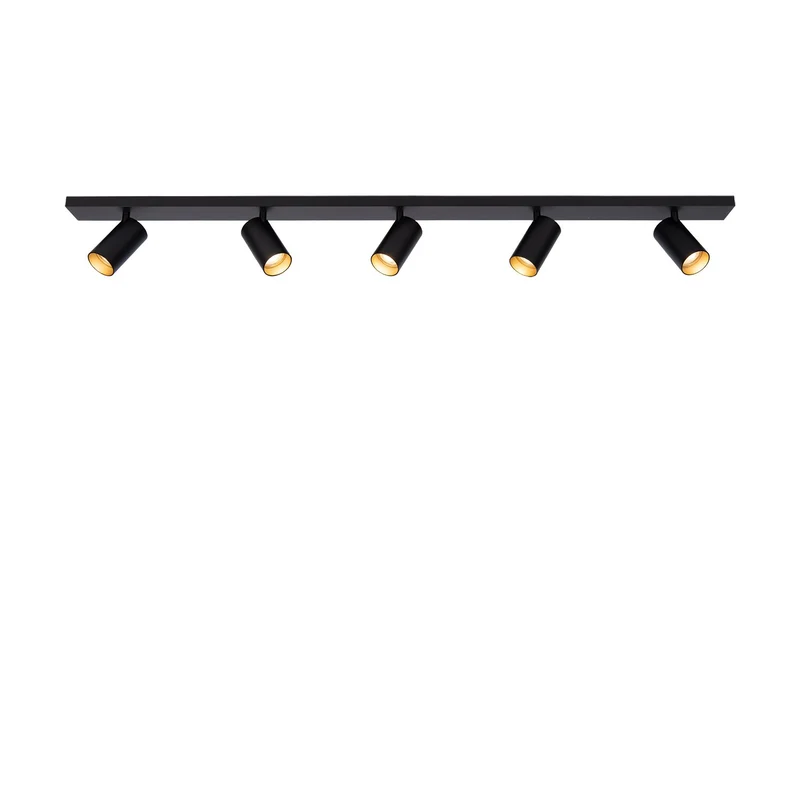 Atmooz plafondlamp Era 5 - zwart - goud binnenin - 120 x 7 x H 10 cm - GU10