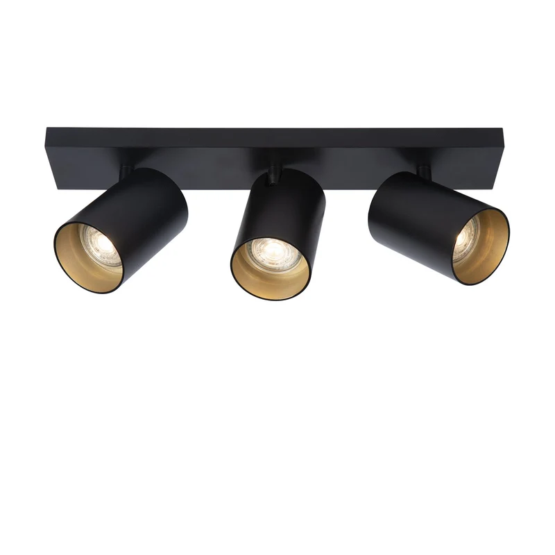 Atmooz plafondlamp Nuo 3 - zwart-goud vanbinnen - 42 x 13 x H 12 cm - GU10