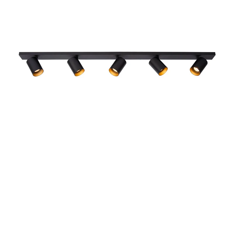 Atmooz plafondlamp Nuo 5 - zwart-goud vanbinnen - 120 x 12 x H 10 cm - GU10