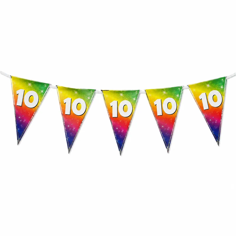 Vlaggenlijn regenboog 10 jaar - 6m (15 vlaggen)