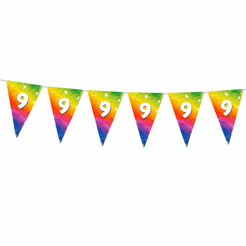 Vlaggenlijn regenboog 9 jaar - 6m (15 vlaggen)