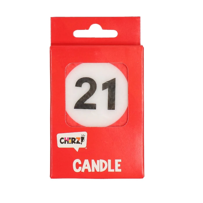Taartkaarsje 21 rood/wit – 1 stuk