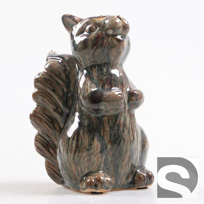 Eekhoorn Vaas aardewerk Donkergroen 12.5x10.5x19 cm
