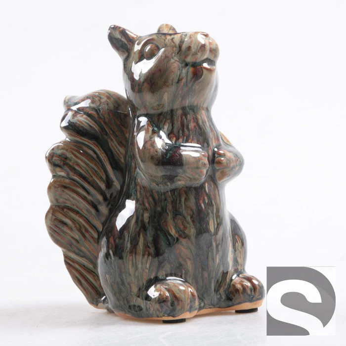 Eekhoorn Vaas aardewerk Donkergroen 11.5x8x16 cm