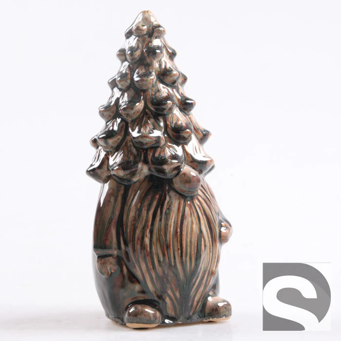 Kabouter m/Dennenappel Muts L aardewerk Donkergroen 11.5x11x