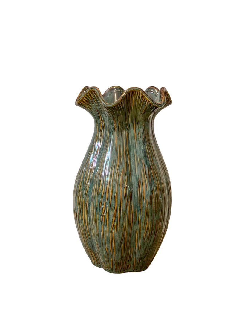 Vaas ''Loire'' Keramiek D18 H32cm Dark Green