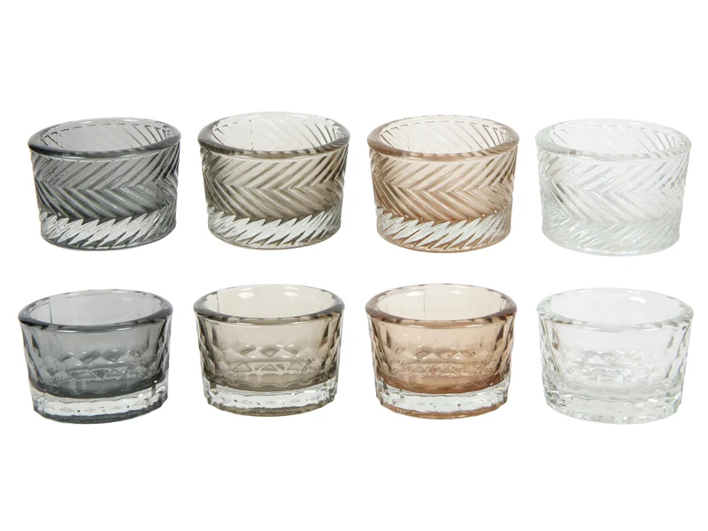 Theelichthouder basic set/4 mix 2 assortie 21x5,2x3,9cm