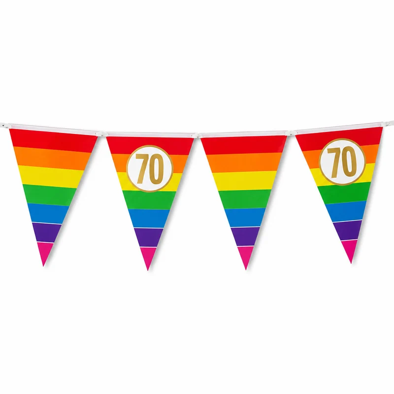 Vlaggenlijn regenboog goud 70 - 5m (15 vlaggen)