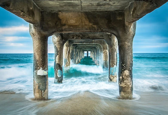 Foto Art - 'Dreamy Pier Sunset California USA'