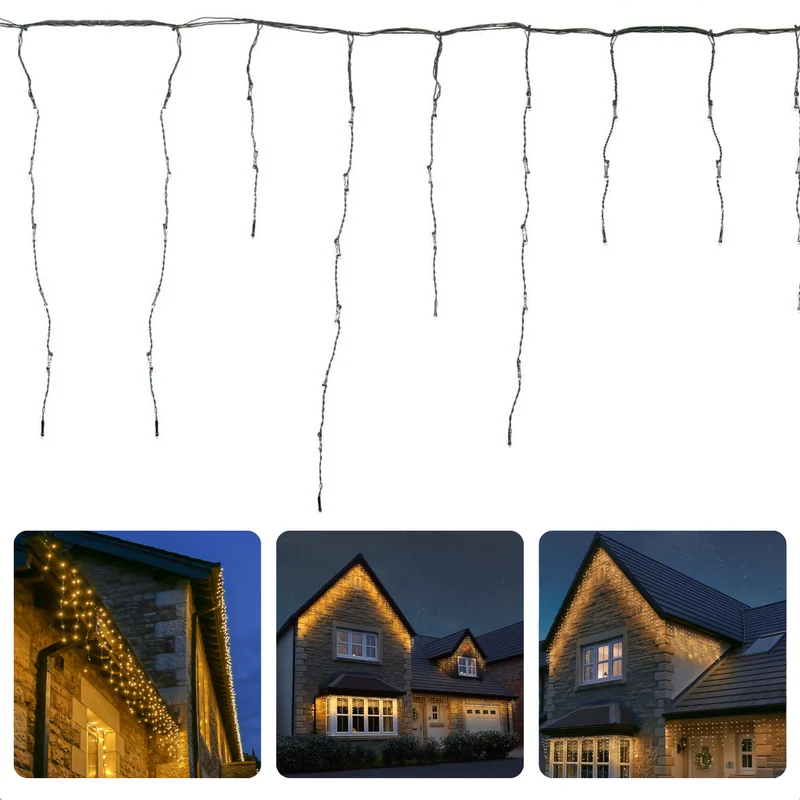 Cheqo® IJspegel Lichtgordijn - 1.70m - 90 LED's - Extra Warm Wit - Soft Wire - Innovatief - 8 Lichtfuncties - IP44 - Binnen & Buiten - Lichtsnoer - Kerstverlichting - Sfeerverlichting - Feestverlichting