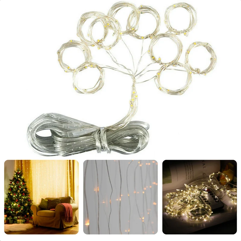 Cheqo® Soft Wire LED Lichtgordijn - 190x190cm - 400 LED's - Extra Warm Wit - 8 Lichtfuncties - Voor Binnen & Buiten - Feestverlichting - Sfeerverlichting - Kerstverlichting - Lange Levensduur