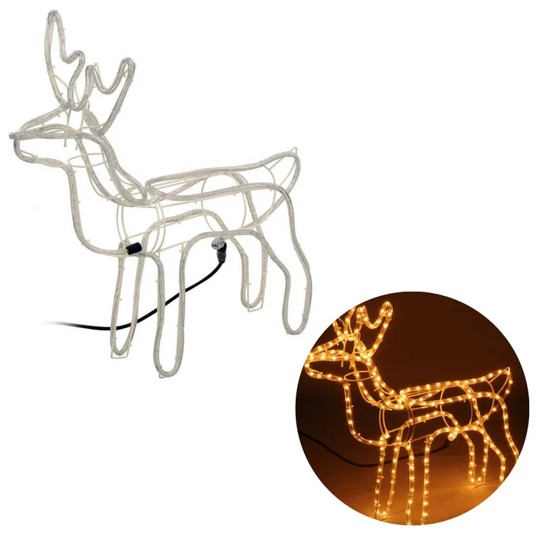 Cheqo® Lichtgevende Rendier - Lichtslang Rendier - Kerstdecoratie - Kerstfiguur - 62x61cm