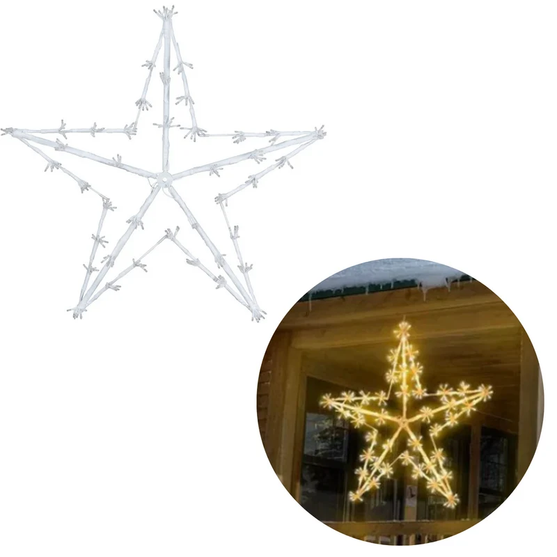 Cheqo® XL Kerstster Figuur - Lichtgevende Kerstster - Ster - Lichtslang - Slangverlichting - Kerstdecoratie - 80cm - 320LED