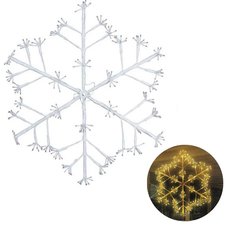 Cheqo® Lichtgevende Sneeuwvlok - Lichtslang - Kerstdecoratie - Kerstfiguur - 80cm - 288LED