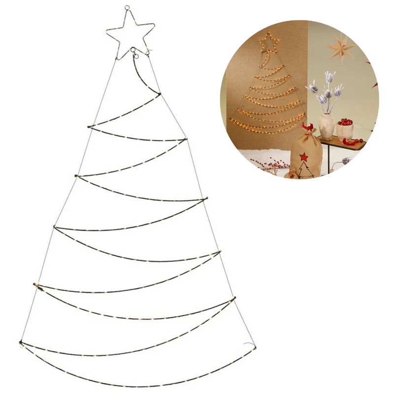 Cheqo® Verlichte Kerstboom - Kerstfiguur - Voor Binnen en Buiten - Kerstdecoratie - Wanddecoratie - Kerstverlichting - 110cm - 125 LED