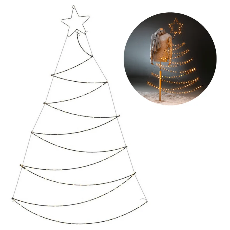 Cheqo® Verlichte Kerstboom - Kerstfiguur - Voor Binnen en Buiten - Kerstdecoratie - Wanddecoratie - Kerstverlichting - 150cm - 150 LED