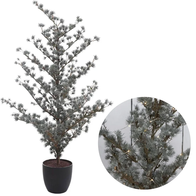 Cheqo® Luxe Kerstboom - Kersttak - Kerstplant - Plant met Verlichting en Pot - 125cm - 136 LED