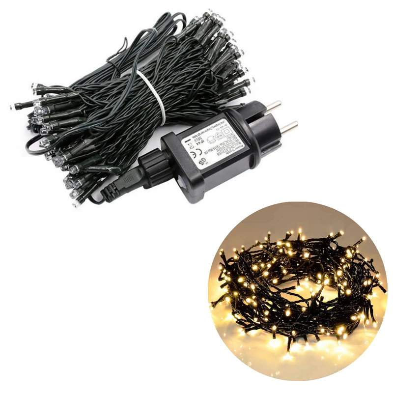 Cheqo® Kerstboomverlichting - Lichtsnoer - Kerstlampjes - Led Verlichting - Kerstverlichting voor Binnen en Buiten - 180 LED - 13.5 Meter - Warm Wit