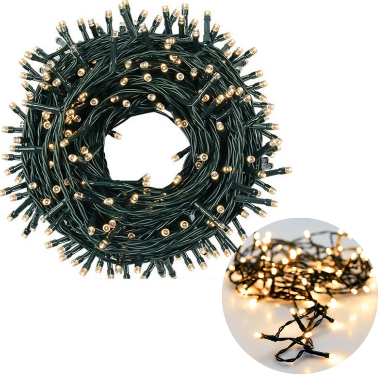 Cheqo® Kerstboomverlichting - Lichtsnoer - Kerstlampjes - Led Verlichting - Kerstverlichting voor Binnen en Buiten - 120 LED - 9 Meter - Warm Wit