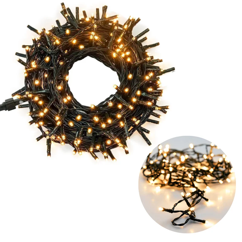 Cheqo® Kerstboomverlichting voor Binnen en Buiten - Kerstlampjes - Led Verlichting - Kerstverlichting - 240 LED - 18 Meter - Extra Warm Wit