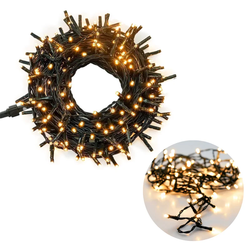 Cheqo® Kerstboomverlichting voor Binnen en Buiten - Kerstlampjes - Led Verlichting - Kerstverlichting - 320 LED - 24 Meter - Extra Warm Wit