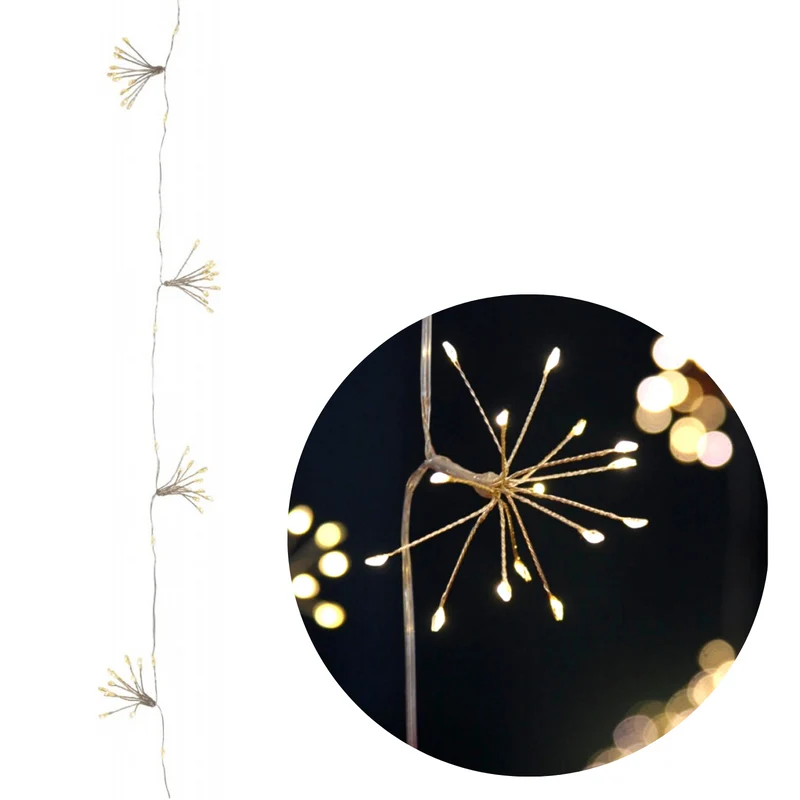 Cheqo® Lichtsnoer Vuurwerk - Fireworks - LED-Slinger - Tuinlampjes - Kerstverlichting - Kerstlampjes - LED Lichtsnoer - 6 Lichtclusters