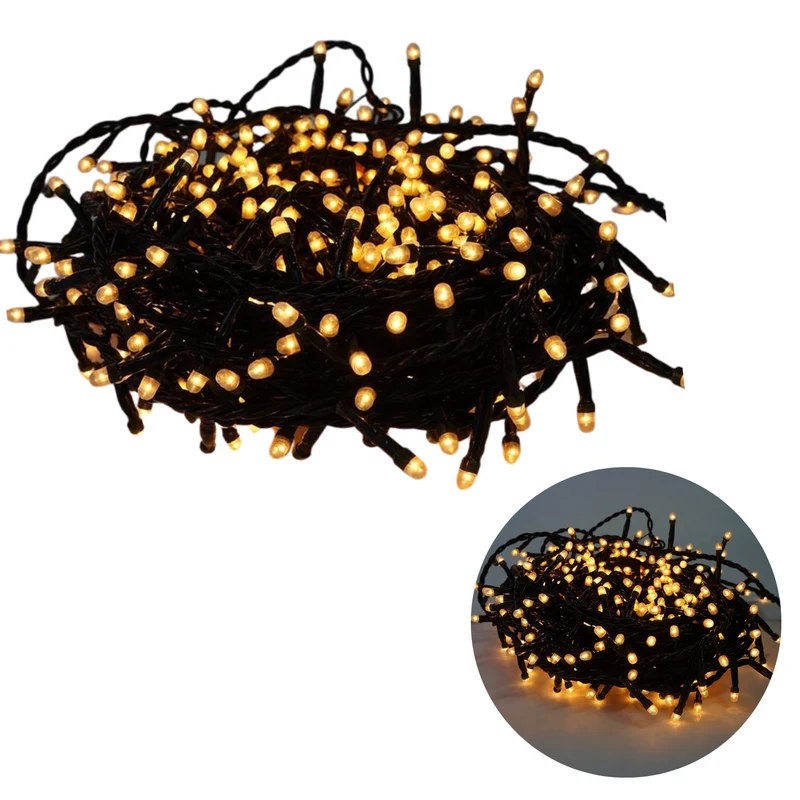 Cheqo® Kerstboomverlichting voor Binnen en Buiten - Kerstlampjes - Kerstbolletjes - Lichtbolletjes - Led Verlichting - Kerstverlichting - 240 LED - 18 Meter - Warm Wit