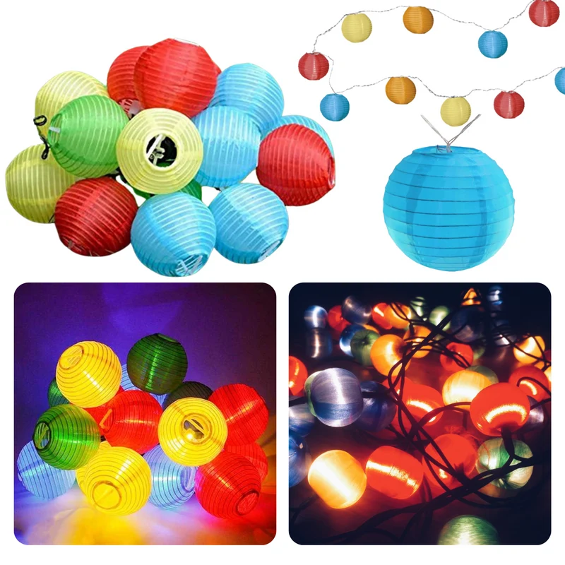 Cheqo® Lampionnen Slinger - Feestverlichting - Lichtslang - Lichtslinger Lampion - Lampionnen met Verlichting - Blauw - 4.75 Meter - 20 Lampions