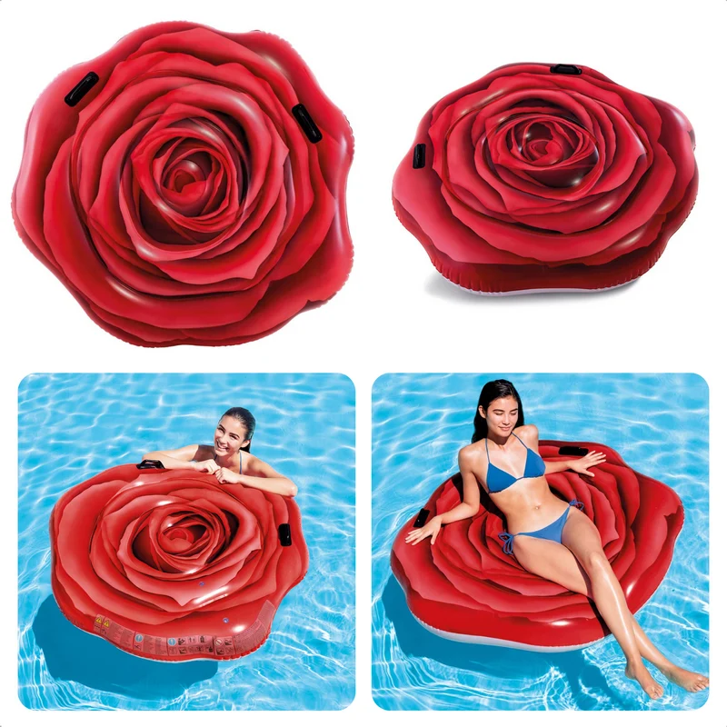 Cheqo® Luchtbed - Roos - 137x132cm - 1 Persoon - Opblaasfiguur - Luchtbed voor Zwembad