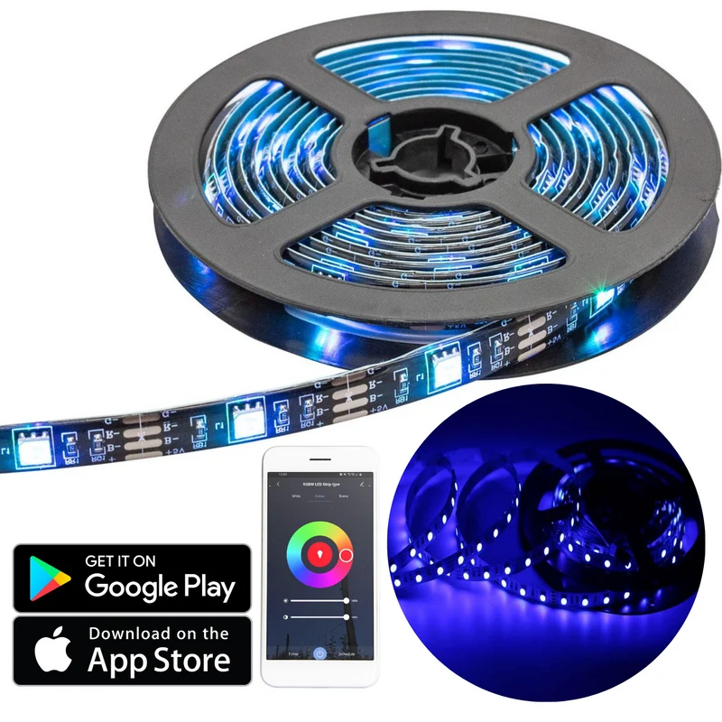 Cheqo® Smart LED Strip - Led Strips - Zelfklevend - RGB - Bediening via Smartphone - Werkt met Alexa - Google Home - Apple Siri - Dimbaar - 2 Meter