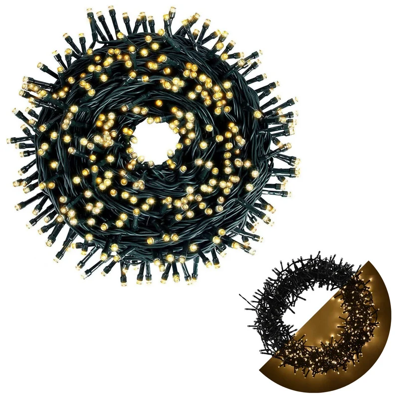 Cheqo® Kerstboomverlichting - Kerstlampjes - Led Verlichting - Kerstverlichting - 120 LED - 9 meter - Binnen en Buiten - Extra Warm Wit