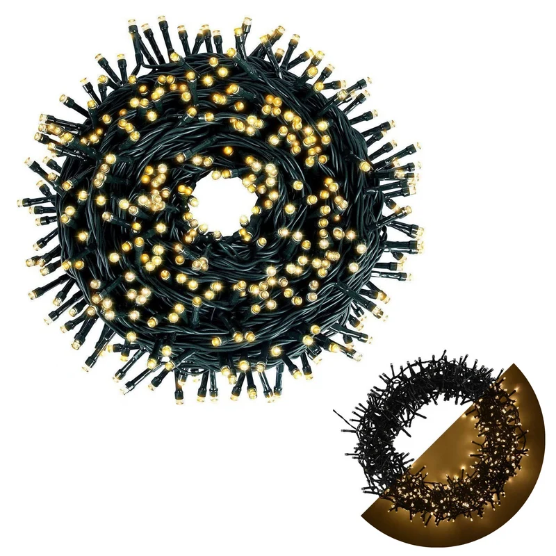 Cheqo® Kerstboomverlichting - Lichtsnoer - Kerstlampjes - Led Verlichting - Kerstverlichting - 180 LED - 13.5 meter - Binnen en Buiten - Extra Warm Wit