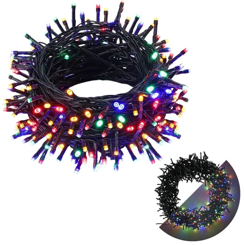 Cheqo® Kerstboomverlichting - Lichtsnoer - Kerstlampjes - Led Verlichting - Kerstverlichting - 180 LED - 13.5 meter - Binnen en Buiten - Multicolor
