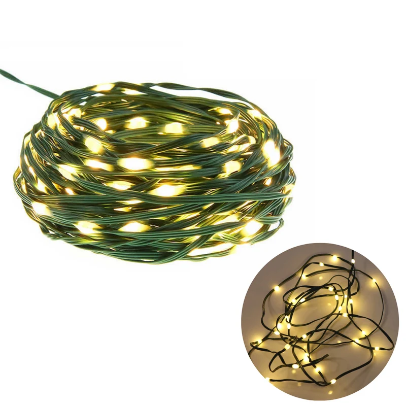 Cheqo® Draadverlichting - Kerstverlichting - Kerstlampjes - Kerstboomverlichting - Lampjes Slinger - Lichtsnoer - LED Lampjes voor Binnen en Buiten - 80LED - Extra Warm Wit