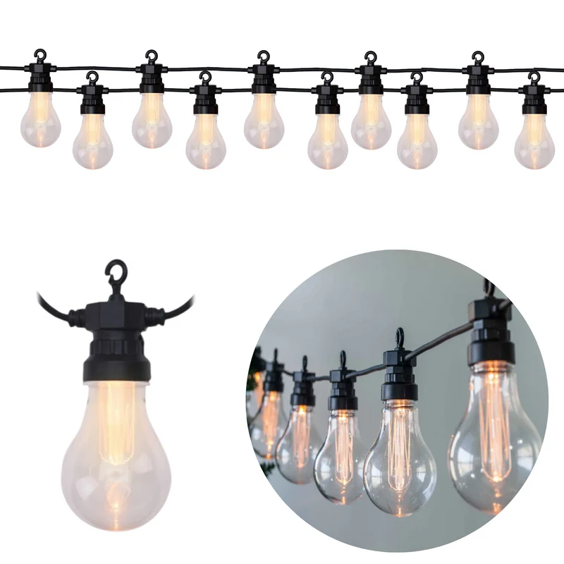 Cheqo® Lichtsnoer - Fairy Lights - Lichtslinger voor Binnen en Buiten - Kerst Verlichting - Tuinverlichting - Feestverlichting - Warm Wit - 10 LED Reflector Bolletjes - 7.5 Meter