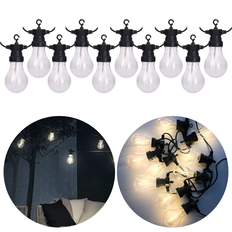 Cheqo® Lichtsnoer - Fairy Lights - Lichtslinger voor Binnen en Buiten - Kerst Verlichting - Tuinverlichting - Feestverlichting - Warm Wit - 10 LED Filament Bolletjes - 7.5 Meter