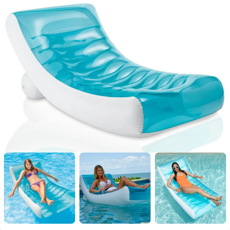 Cheqo® Opblaasbare Loungestoel - Opblaasbed voor Zwembad - Zwembad Bed - Luchtbed - 188x99cm - Max. 100kg