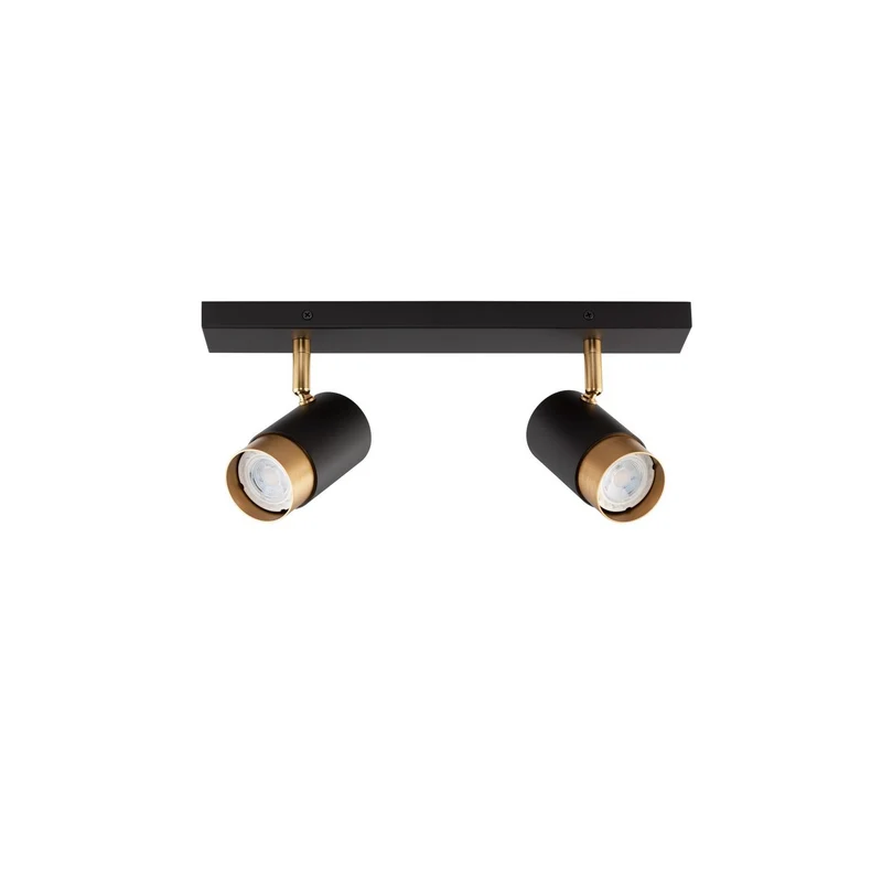 Merano Knoxville 2-lichts dubbele plafondspot Sandy zwart, goud aluminium LED GU10 2x10W