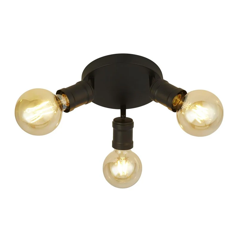 Searchlight Dance 3 lichts ronde plafondlamp, zand zwart